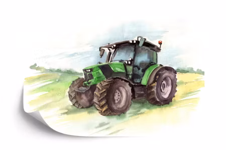 Fyrkantig fototapet - Tractor Painted in