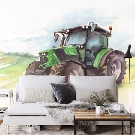 Fyrkantig fototapet - Tractor Painted in