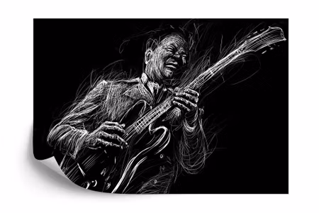 Fyrkantig fototapet - Painted Blues Musician