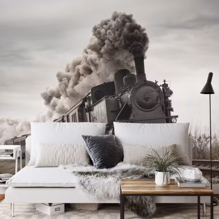 Fyrkantig fototapet - Vintage Locomotive in Motion