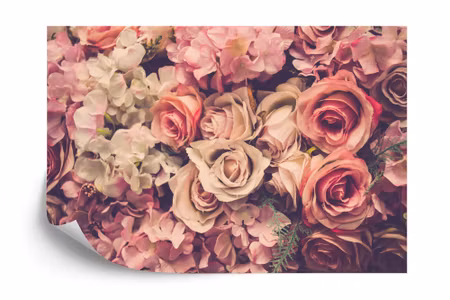 Fyrkantig fototapet - Colorful Flowers in Retro