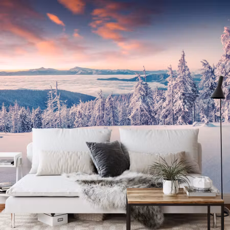 Fyrkantig fototapet - Winter in the Mountains