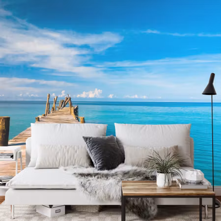 Fyrkantig fototapet - Landscape Sea 3D