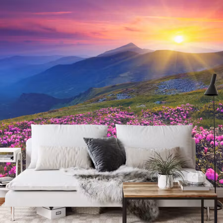 Fyrkantig fototapet - Landscape Flowers