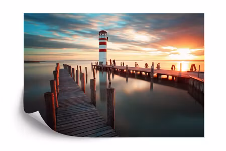 Fyrkantig fototapet - Landscape Jetty 3D