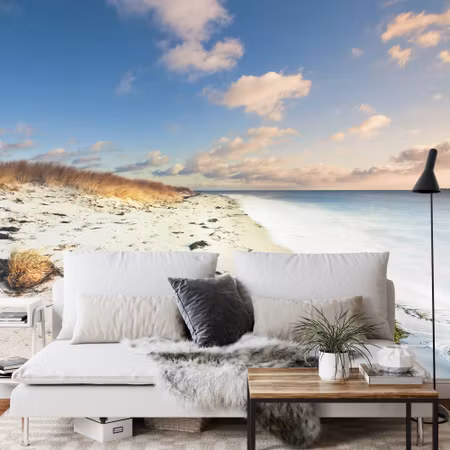 Fyrkantig fototapet - Beach Sea Dunes