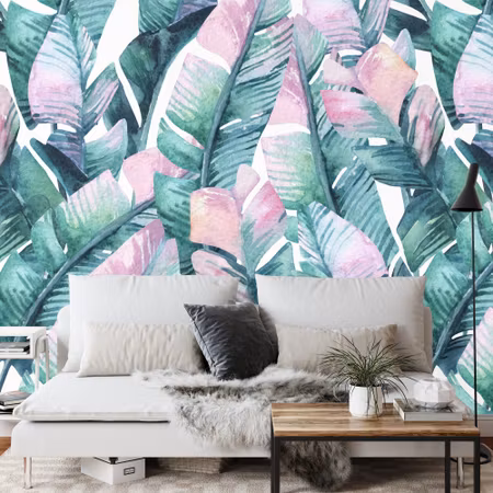 Fyrkantig fototapet - Tropical Leaves