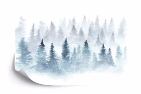 Fyrkantig fototapet - Forest in Fog