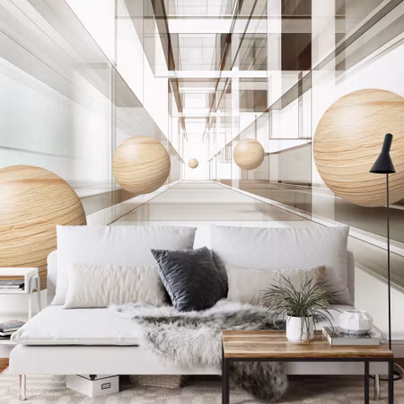 Fyrkantig fototapet - Wooden Balls 3D