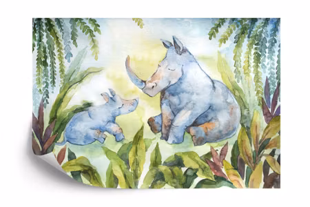 Fyrkantig fototapet - Rhinoceros