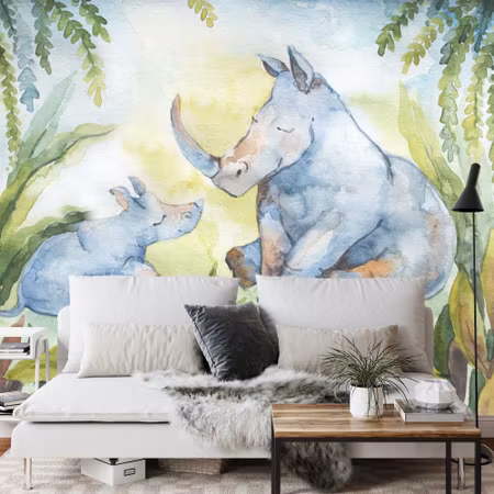 Fyrkantig fototapet - Rhinoceros