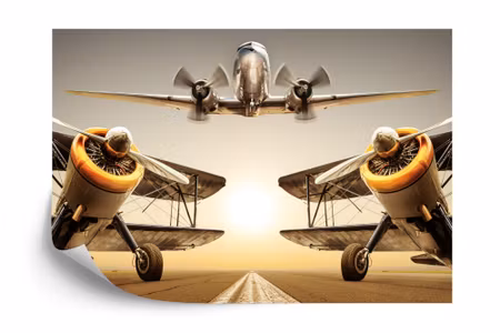 Fyrkantig fototapet - Antique Airplanes