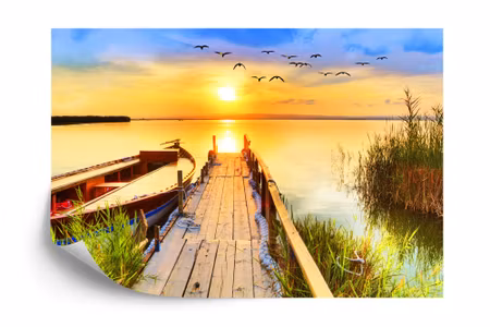 Fyrkantig fototapet - Landscape with A Lake At