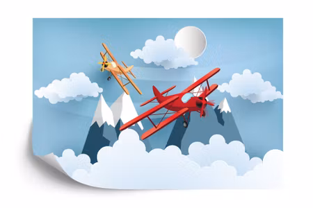 Fyrkantig fototapet - Plane Between the Clouds