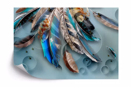 Fyrkantig fototapet - Patterned Feathers