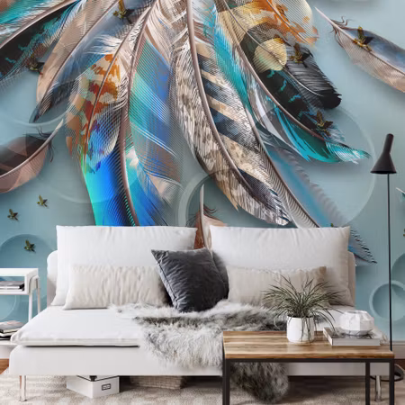Fyrkantig fototapet - Patterned Feathers