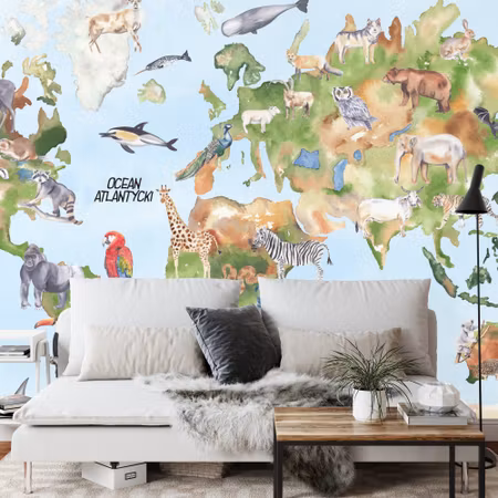 Fyrkantig fototapet - Watercolour World Map