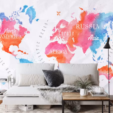 Fyrkantig fototapet - World Map