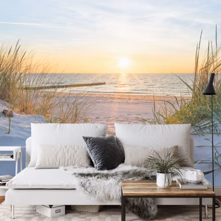 Fyrkantig fototapet - Beach Sea Dunes