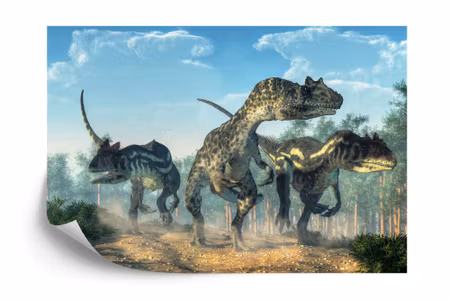 Fyrkantig fototapet - Three Dinosaurs in the