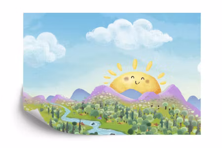 Fyrkantig fototapet - For Children Sunny Landscape