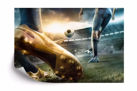 Fyrkantig fototapet - Soccer Players During the
