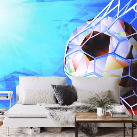 Fyrkantig fototapet - Soccer Ball in An Abstract