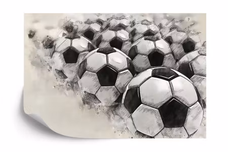 Fyrkantig fototapet - Soccer Balls Drawn with A