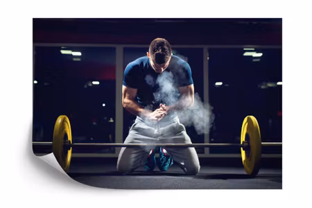 Fyrkantig fototapet - Weightlifter Preparing For