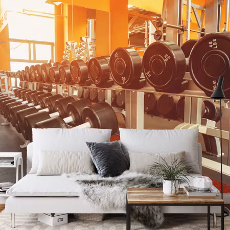 Fyrkantig fototapet - Dumbbells At the Gym