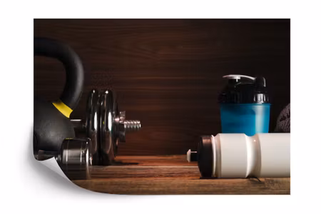 Fyrkantig fototapet - Sports Equipment on A