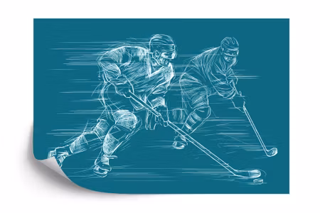 Fyrkantig fototapet - Drawn Hockey Players