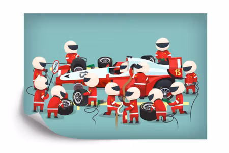 Fyrkantig fototapet - F1 Car Pit Stop