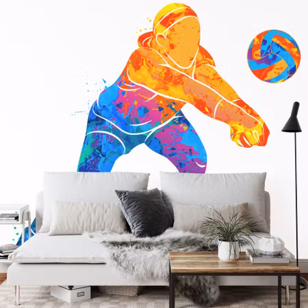 Fyrkantig fototapet - Volleyball Player Painted