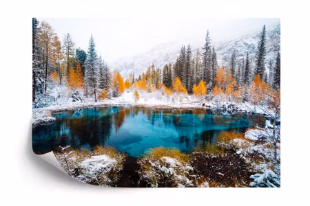 Fyrkantig fototapet - Landscape Mountains Winter