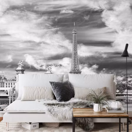 Fyrkantig fototapet - Paris Black and White