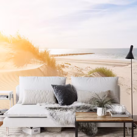 Fyrkantig fototapet - Beach Sea Dunes