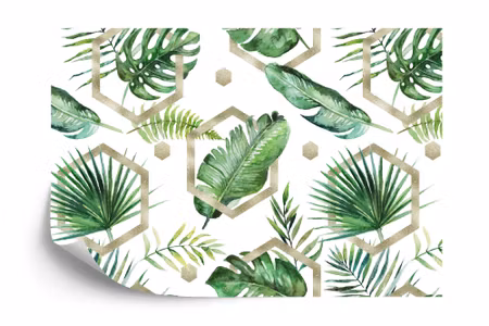 Fyrkantig fototapet - Monstera Leaves