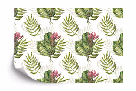 Fyrkantig fototapet - Monstera Leaves