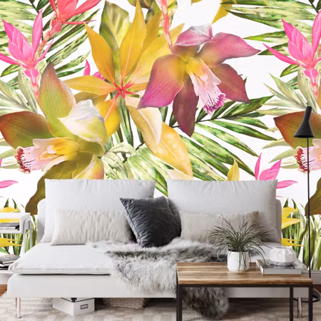 Fyrkantig fototapet - Tropical Leaves