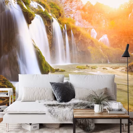 Fyrkantig fototapet - Cascade Waterfall