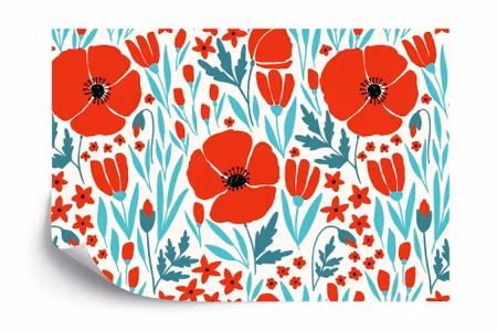 Fyrkantig fototapet - Poppies Flowers