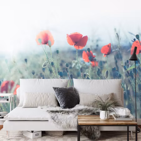 Fyrkantig fototapet - Poppy Field