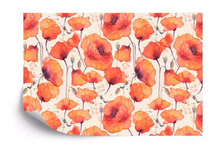 Fyrkantig fototapet - Poppies Vintage