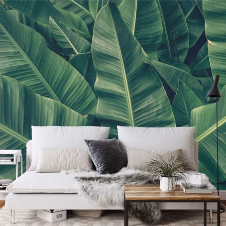 Fyrkantig fototapet - Tropical Leaves Retro
