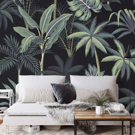 Fyrkantig fototapet - Trees and Palm Leaves