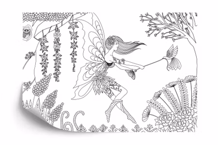 Fyrkantig fototapet - Fairies and Flowers