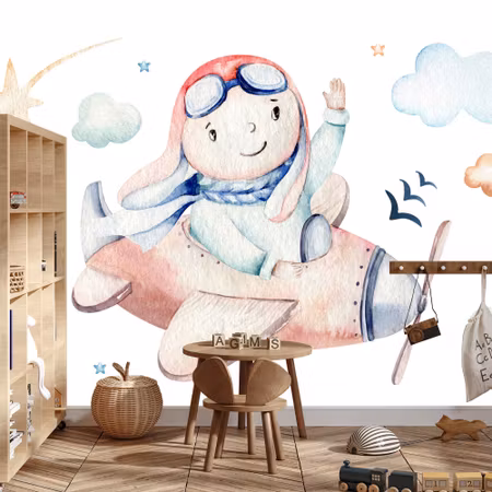 Fyrkantig fototapet - Boy in An Aeroplane