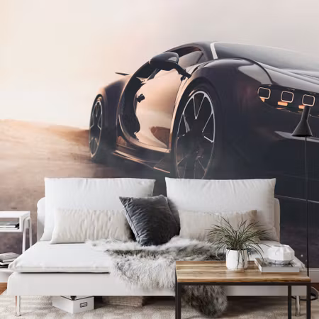 Fyrkantig fototapet - Sport Car in the Desert