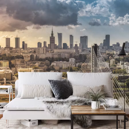 Fyrkantig fototapet - Warsaw Skyline